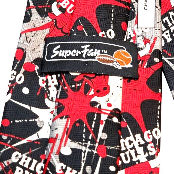 Chicago Bulls Necktie Burst Repeat Allover Print NBA Basketball Super Fan - Picture 8 of 9